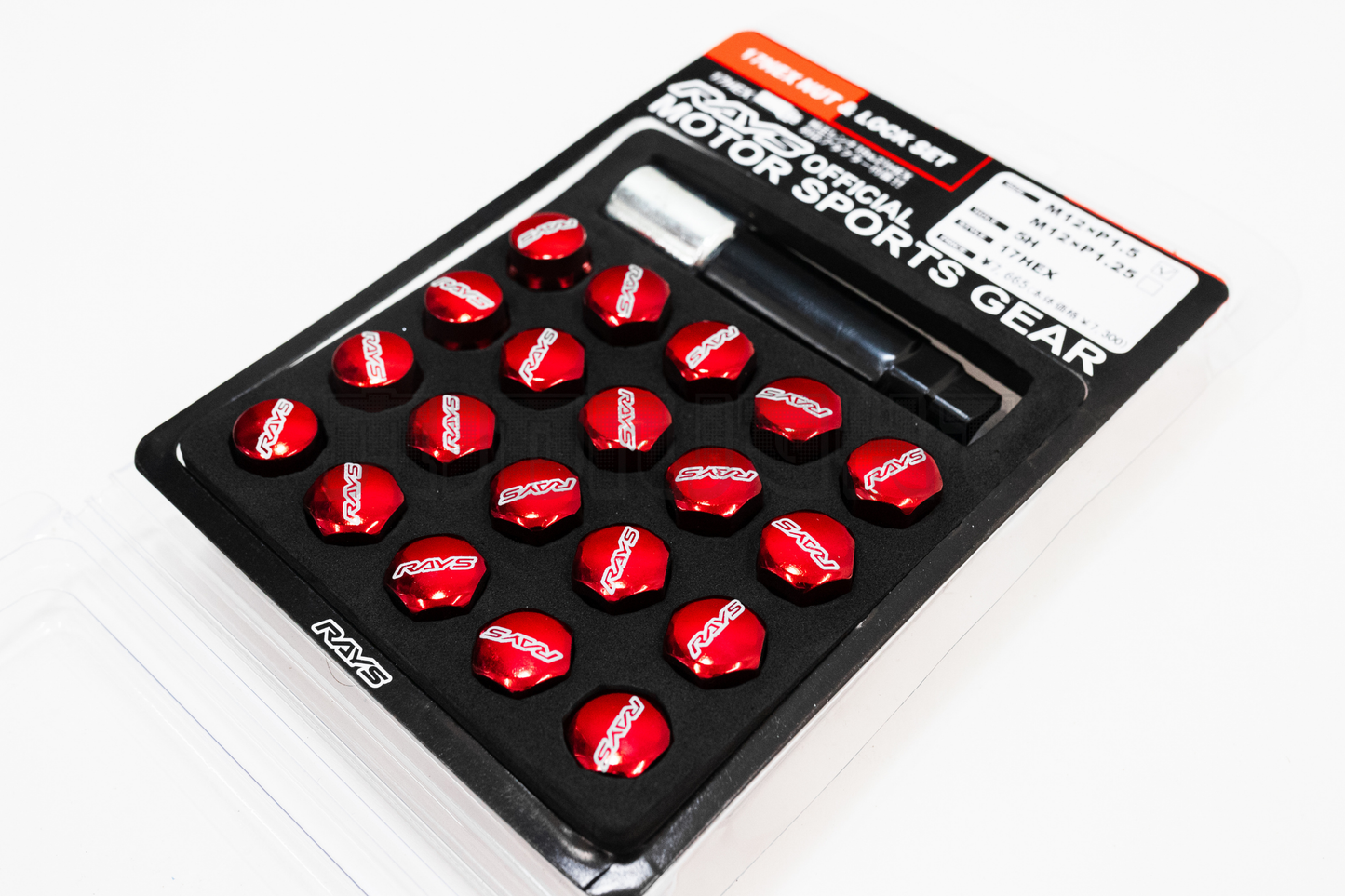 Rays 17 HEX Style Red Racing Composite Formula Hexagon Lug Nut & Lock Set M12xP1.25 / M12x1.5