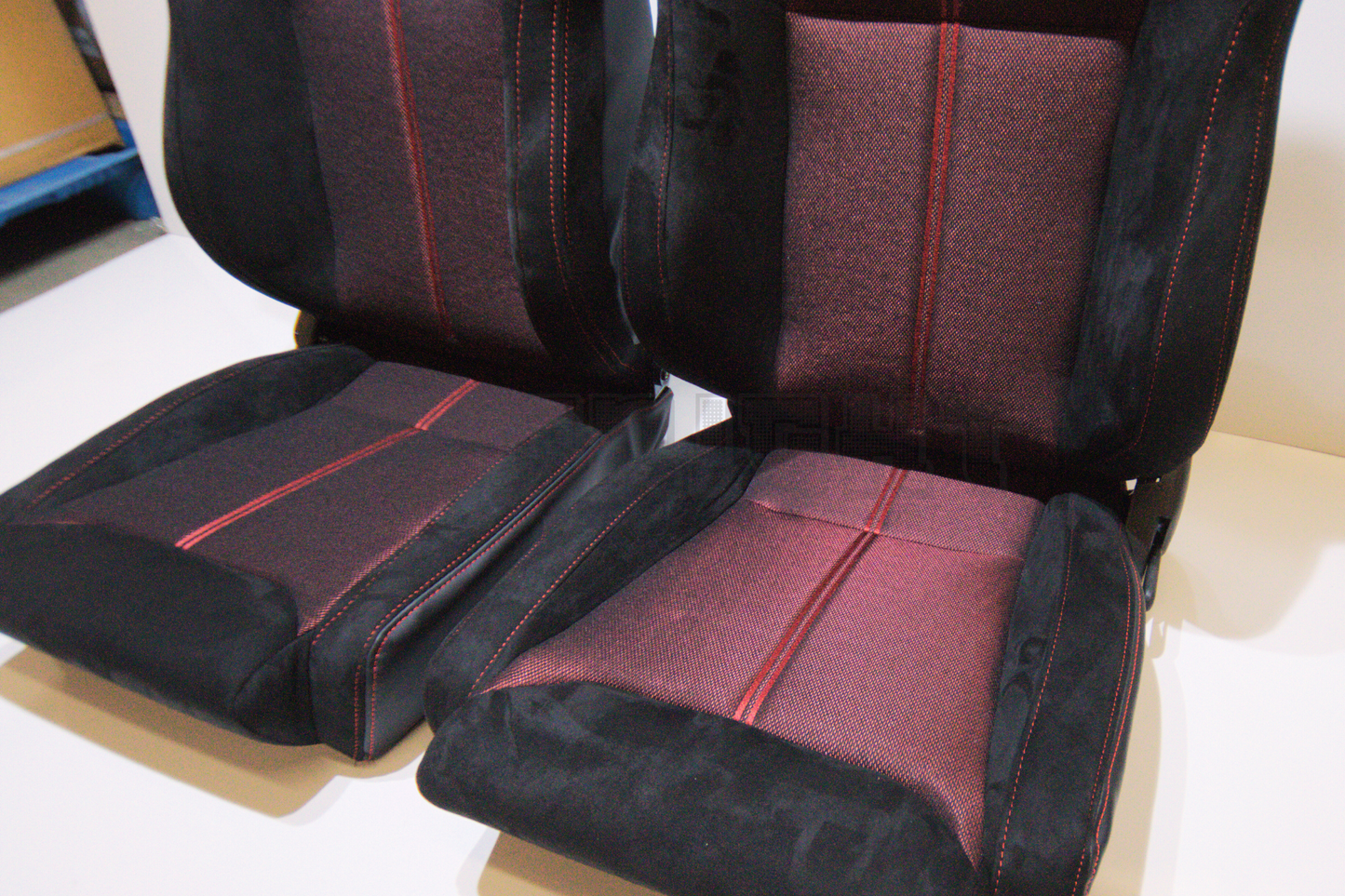 Recaro SR7 Style Red Suede Alcantara Reclinable Bucket Seat