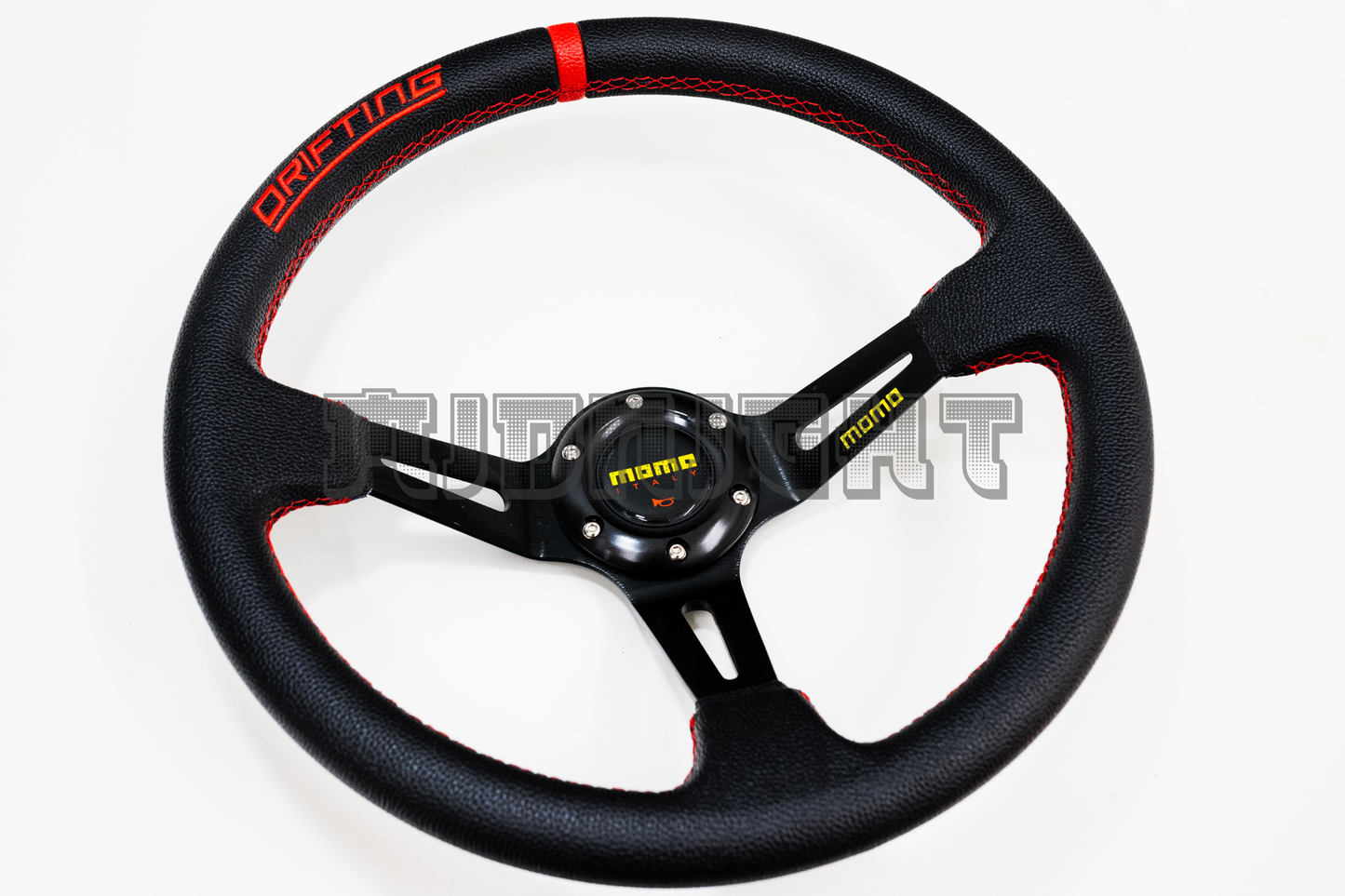 MOMO MOD 08 Style Black Faux Leather Steering Wheel