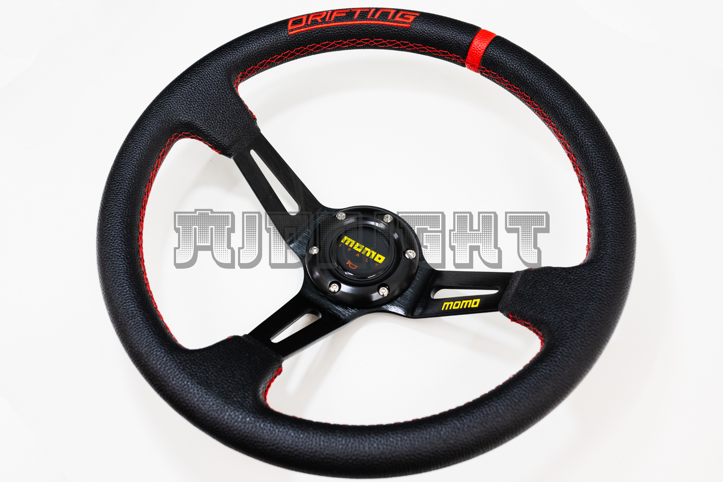 MOMO MOD 08 Style Black Faux Leather Steering Wheel