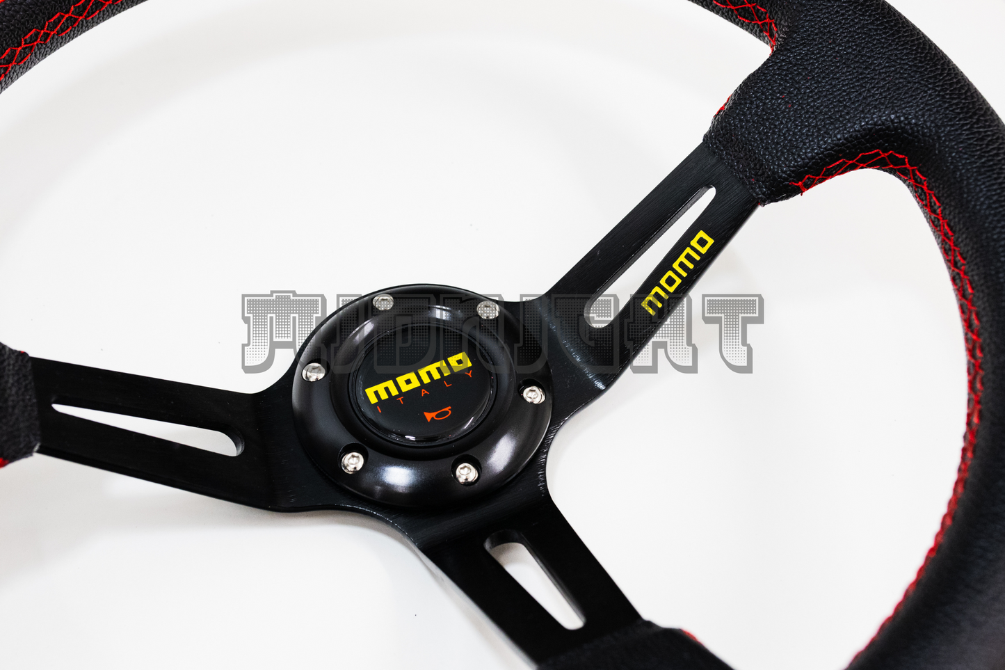 MOMO MOD 08 Style Black Faux Leather Steering Wheel