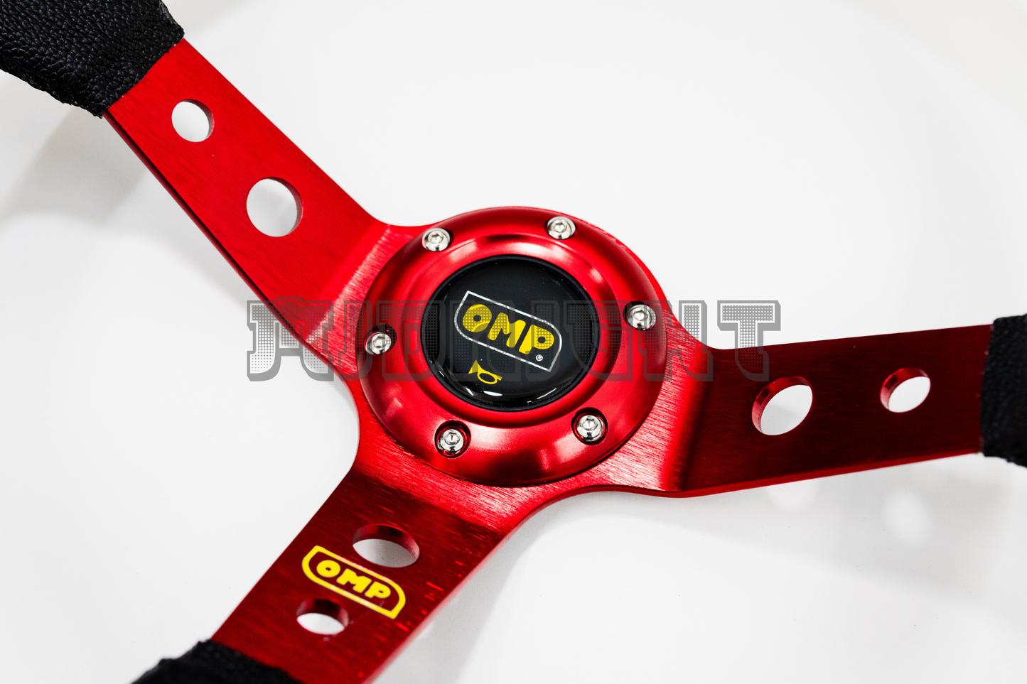 OMP Corsica Scamosciato Style Faux Leather 350mm Red Steering Wheel