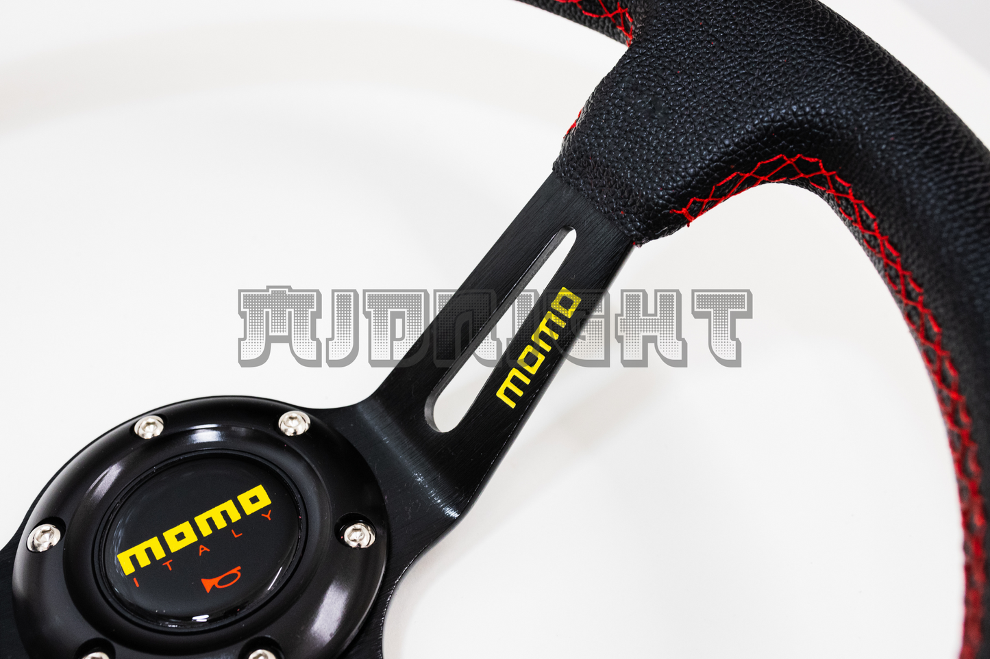 MOMO MOD 08 Style Black Faux Leather Steering Wheel