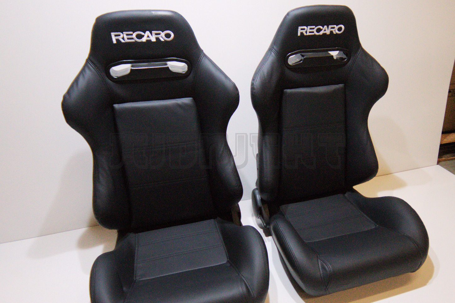 Recaro SR3 Style Black Leather Reclinable Bucket Seat