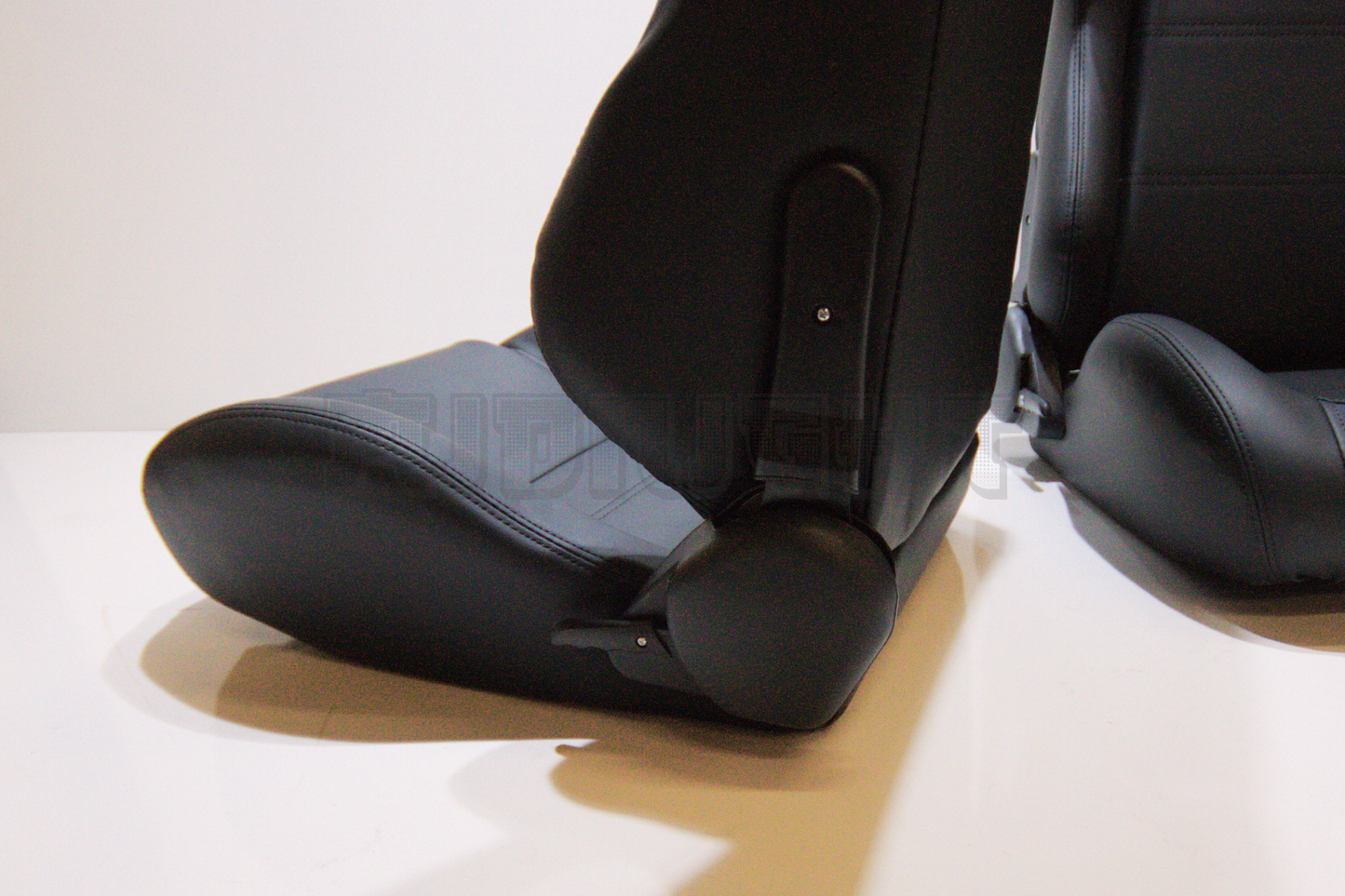 Recaro SR3 Style Black Leather Reclinable Bucket Seat