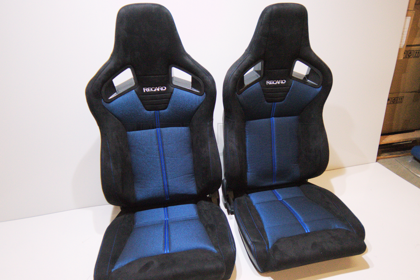 Recaro SR7 Style Blue Suede Alcantara Reclinable Bucket Seat