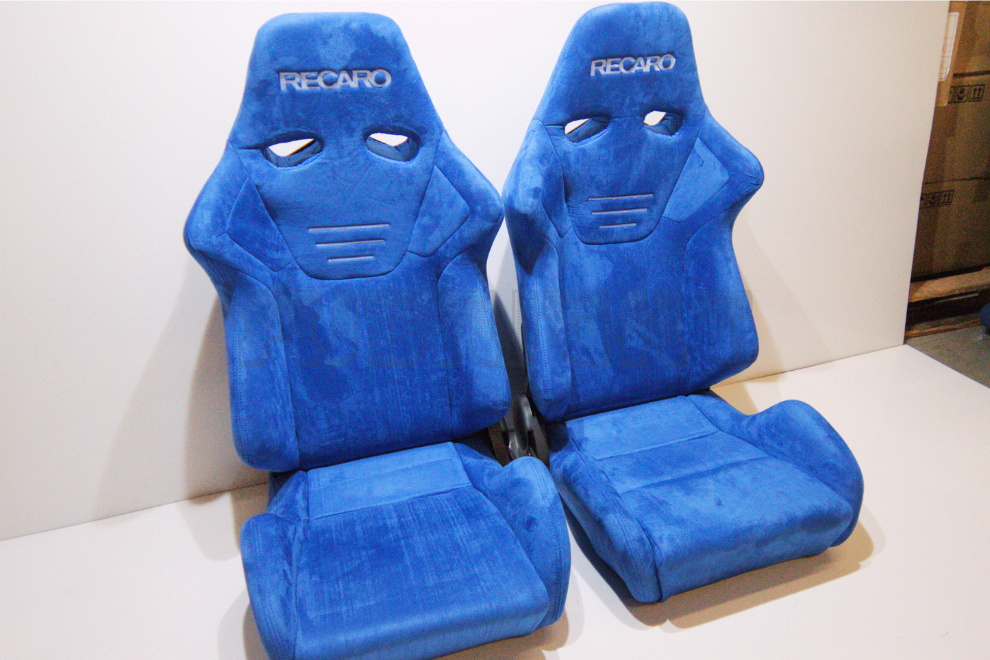 Recaro SR7 Style Blue Suede Alcantara Stitch Reclinable Bucket Seat