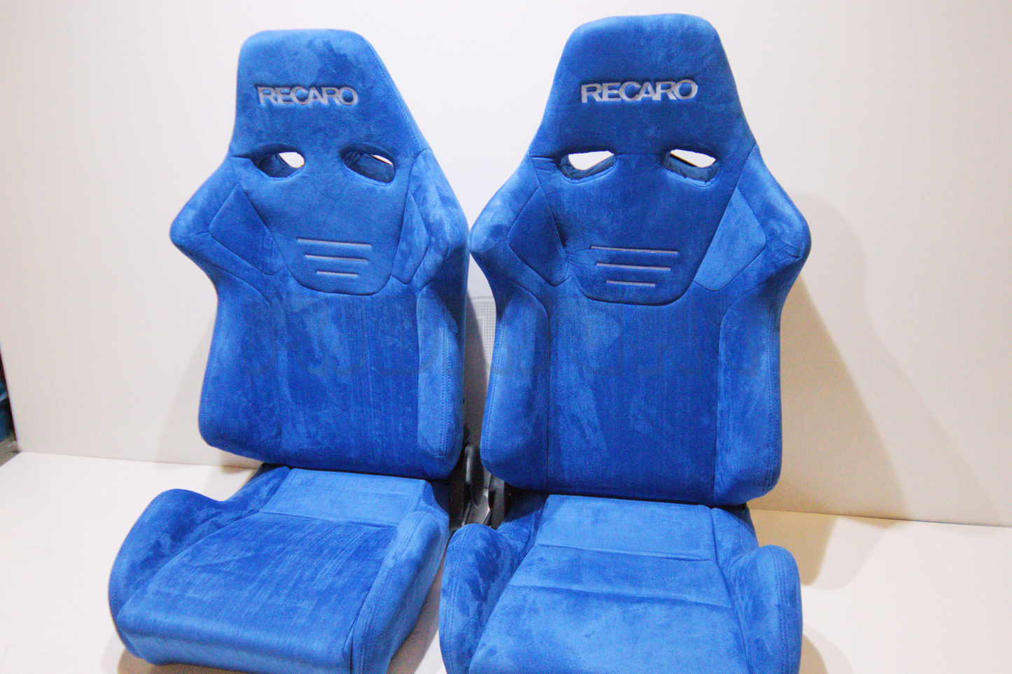 Recaro SR7 Style Blue Suede Alcantara Stitch Reclinable Bucket Seat