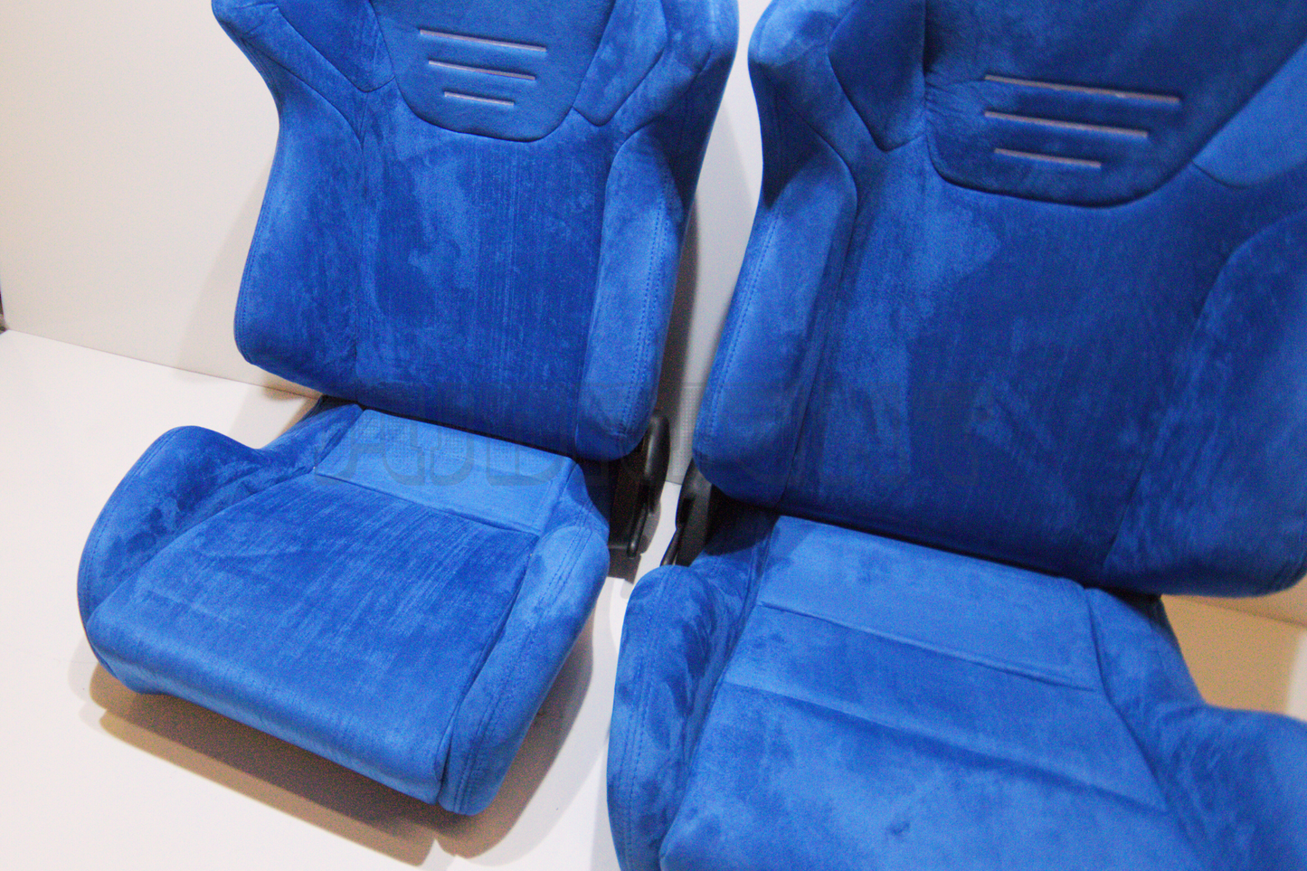 Recaro SR7 Style Blue Suede Alcantara Stitch Reclinable Bucket Seat