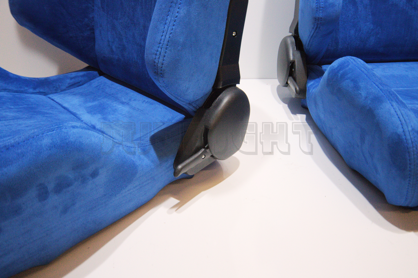 Recaro SR7 Style Blue Suede Alcantara Stitch Reclinable Bucket Seat