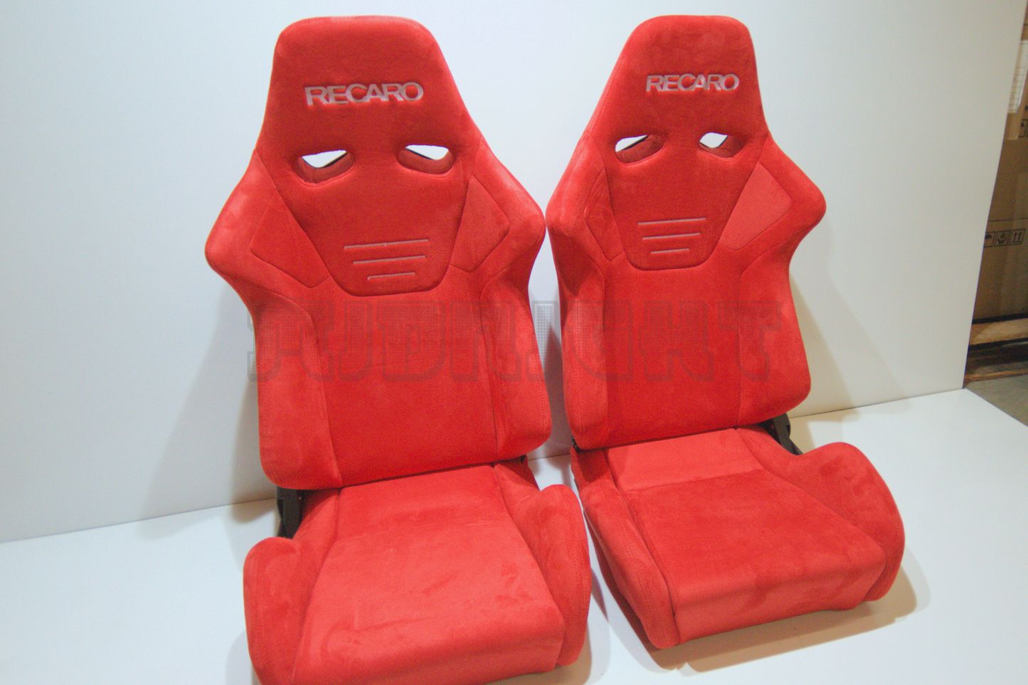 Recaro SR7 Style Red Suede Alcantara Stitch Reclinable Bucket Seat
