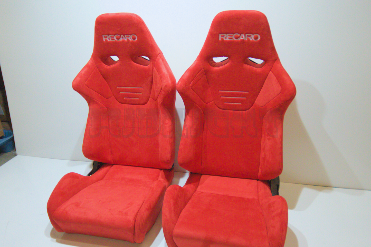 Recaro SR7 Style Red Suede Alcantara Stitch Reclinable Bucket Seat