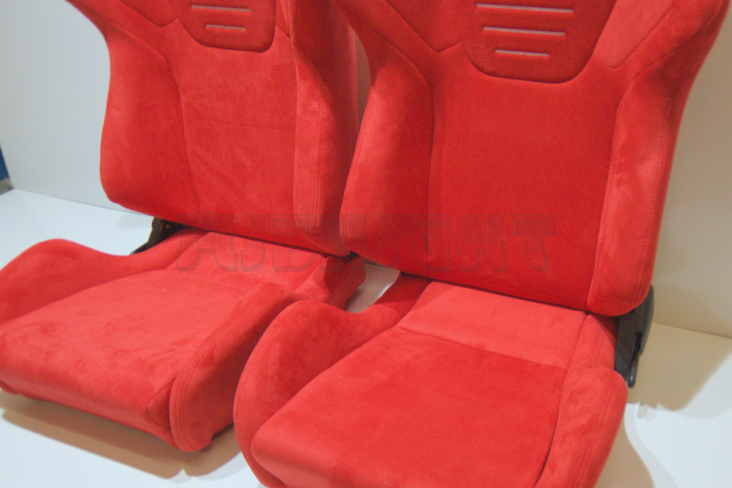 Recaro SR7 Style Red Suede Alcantara Stitch Reclinable Bucket Seat