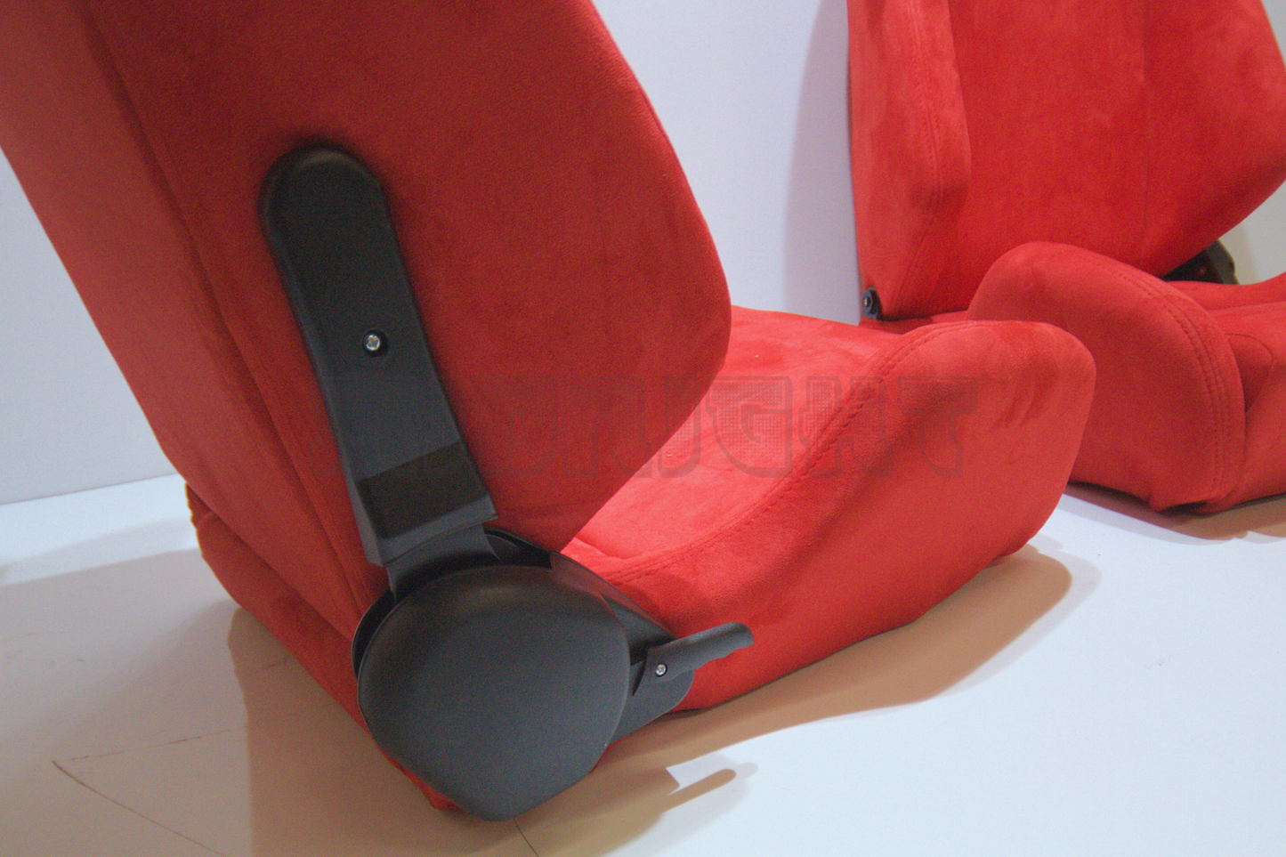 Recaro SR7 Style Red Suede Alcantara Stitch Reclinable Bucket Seat