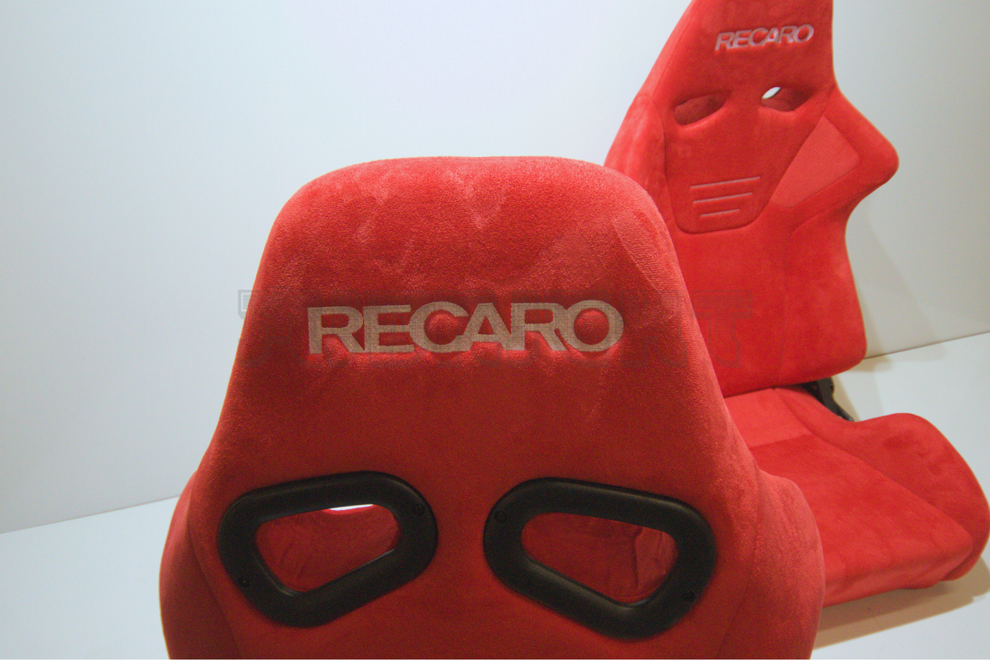 Recaro SR7 Style Red Suede Alcantara Stitch Reclinable Bucket Seat