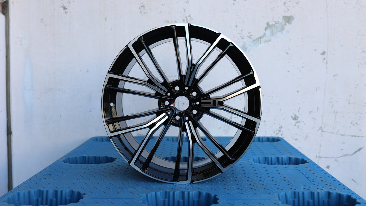 20" Black Machined Face BMW 706M Style Wheels Staggered Set 20x8.5 +25 / 20x9.5 +35 5x112