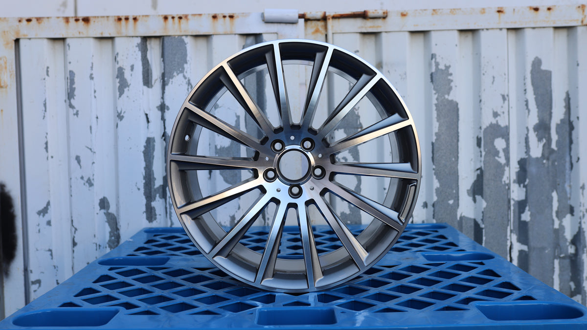 20" Grey Machined Face AMG Multi-Spoke Mercedes Style Wheels Staggered Set 20x8.5 +40 / 20x9.5 +45 5x112