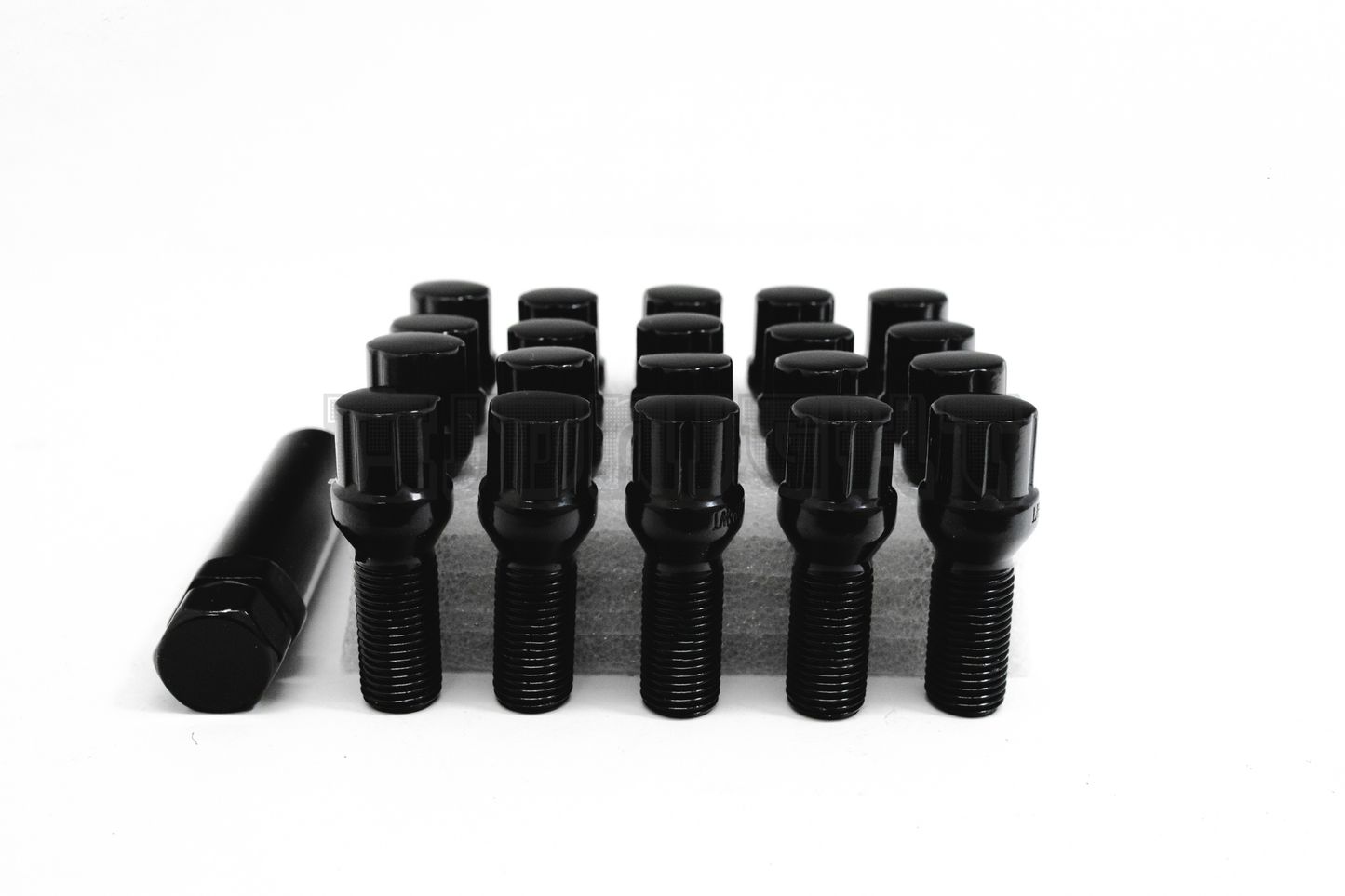 20x Black 14x1.5 Spline Tuner Lug Bolts 28mm Shank Volkswagen Aftermarket Wheel