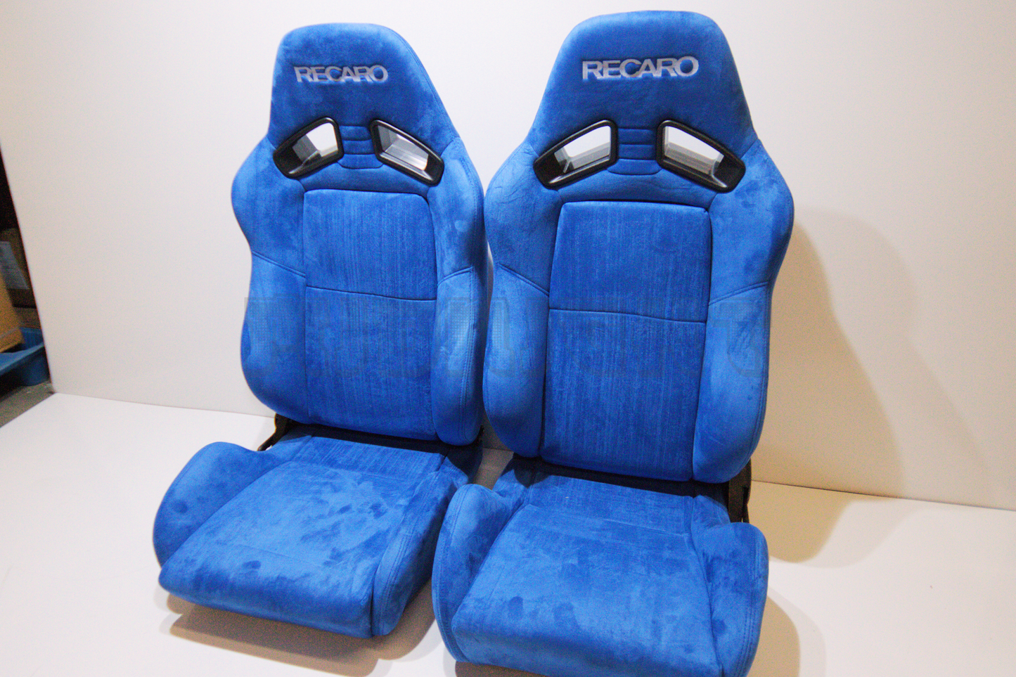 Recaro MS-7 Style Blue Suede Alcantara Reclinable Bucket Seat