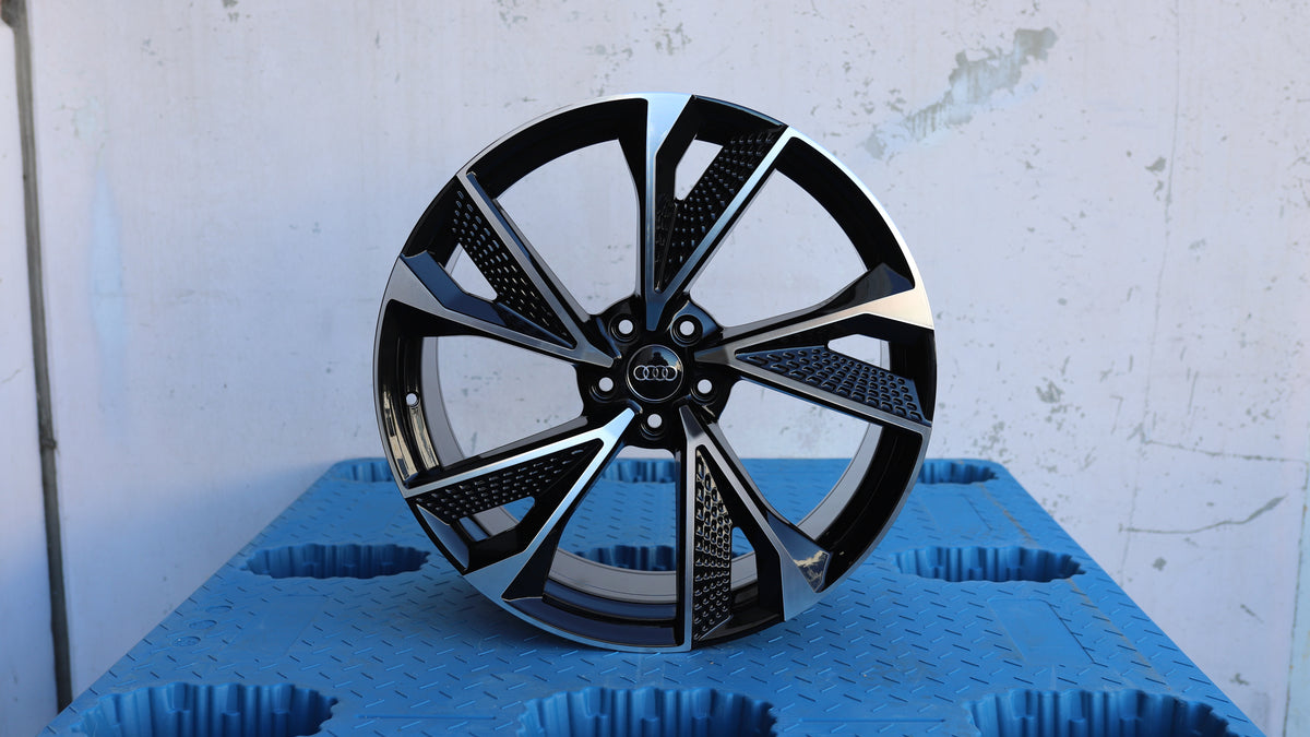 21" Black Machined Face Audi RS7 Style Wheels Set of 4 21x9 +31 5x112