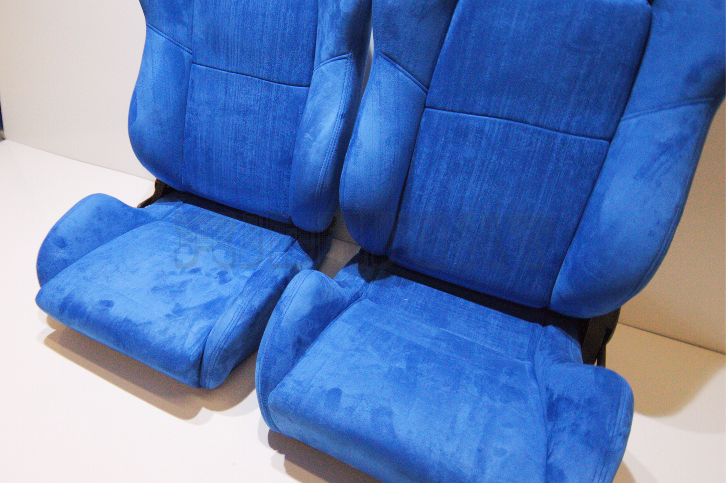 Recaro MS-7 Style Blue Suede Alcantara Reclinable Bucket Seat