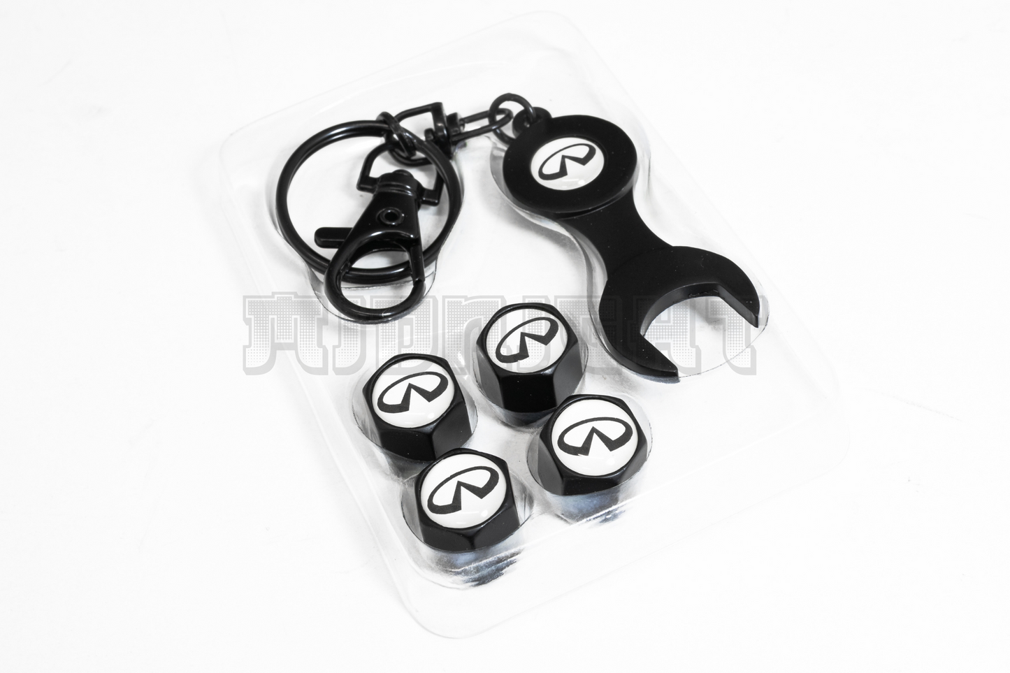 Infiniti Valve Stem Caps With Wrench Keychain