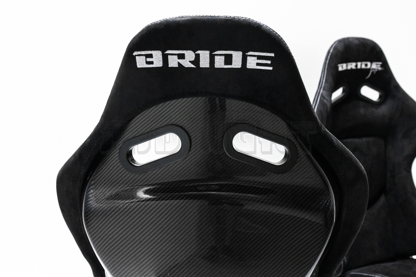 Bride Stradia II Style Black Alcantara Suede Reclinable Bucket Seat Carbon Fiber Back
