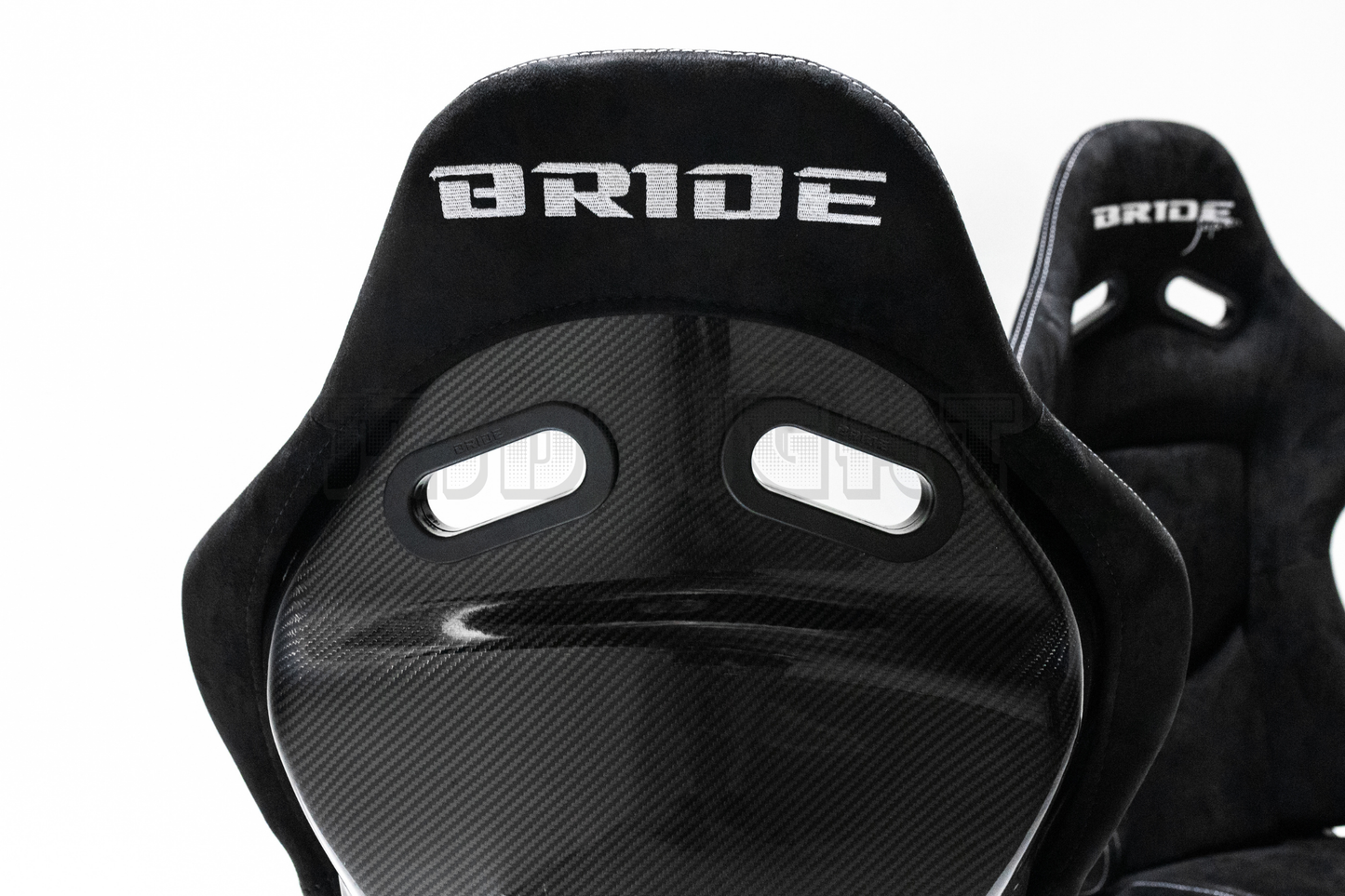 Bride Japan Seats Suede Edition with real carbon fiber back Recliner Black Seat Set.