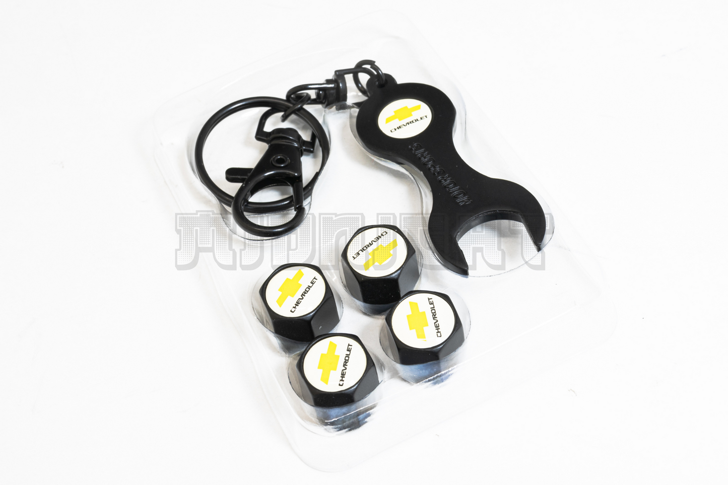Chevrolet Valve Stem Caps With Wrench Keychain