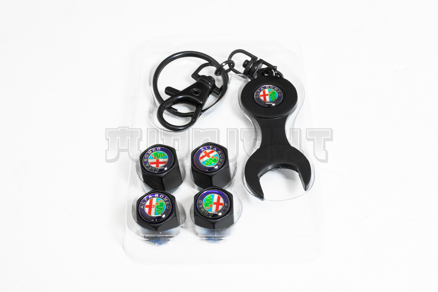 Alfa Romeo Valve Stem Caps With Wrench Keychain