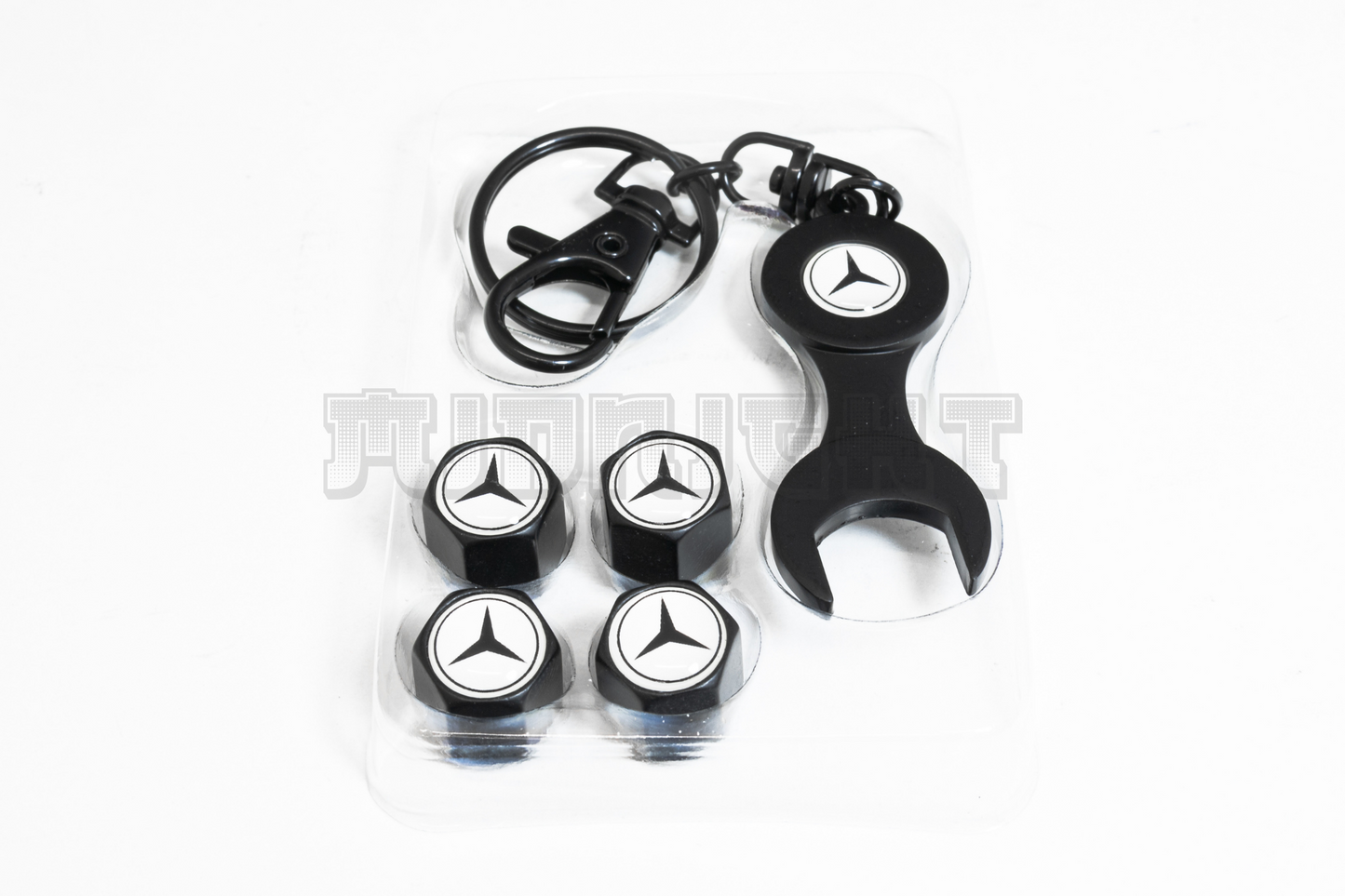 Mercedes Benz Valve Stem Caps With Wrench Keychain