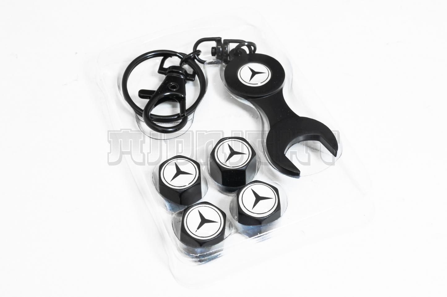 Mercedes Benz Valve Stem Caps With Wrench Keychain