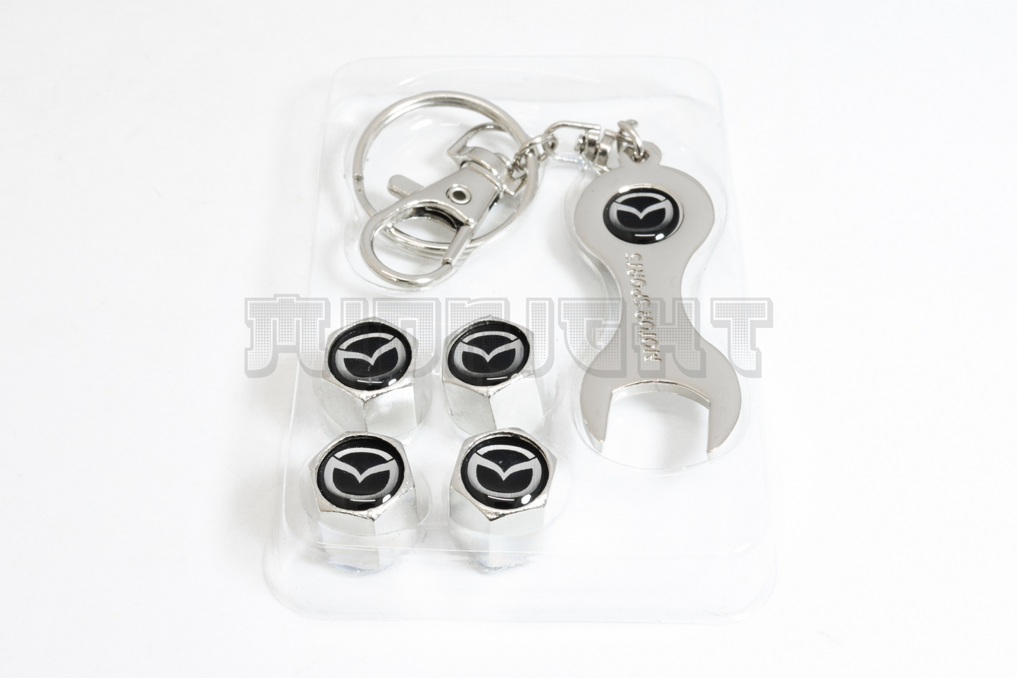 Mazda Valve Stem Caps With Wrench Keychain