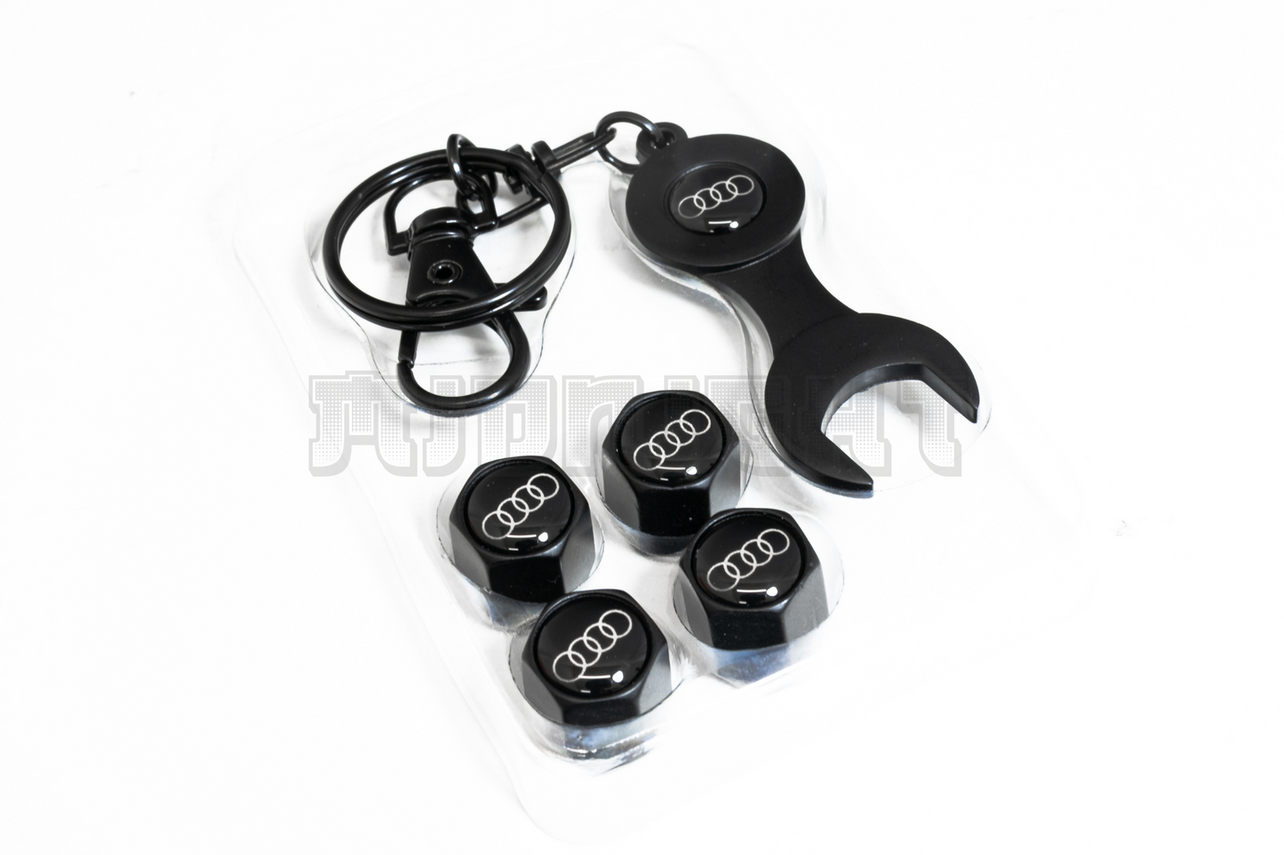Audi Valve Stem Caps With Wrench Keychain