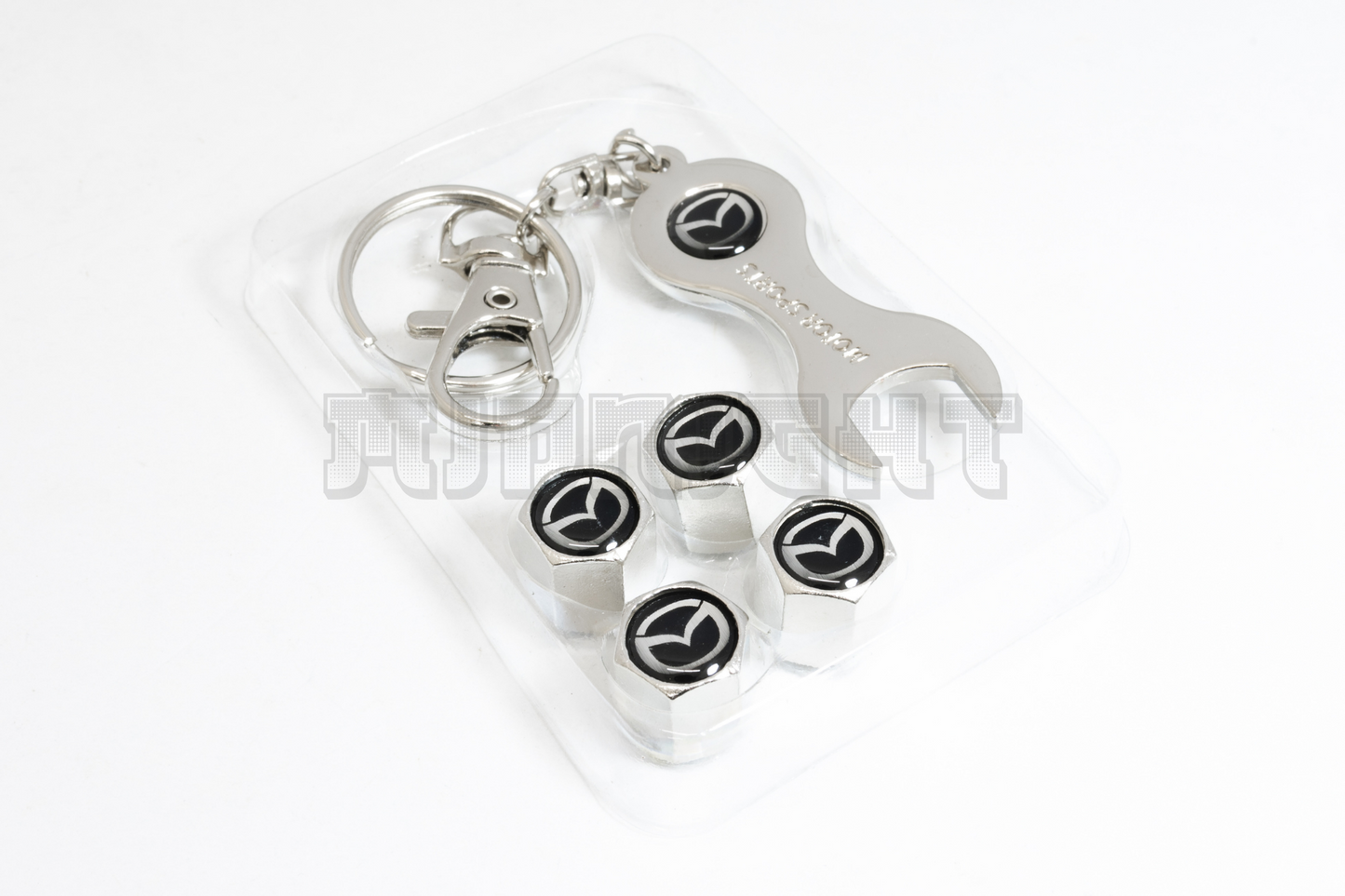 Mazda Valve Stem Caps With Wrench Keychain