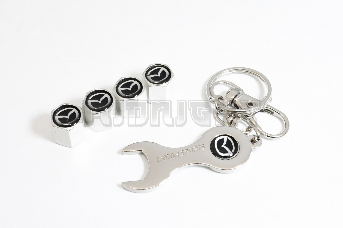 Mazda Valve Stem Caps With Wrench Keychain