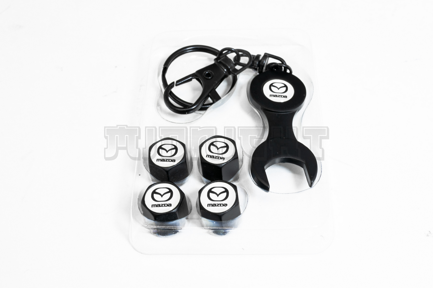 Mazda Valve Stem Caps With Wrench Keychain