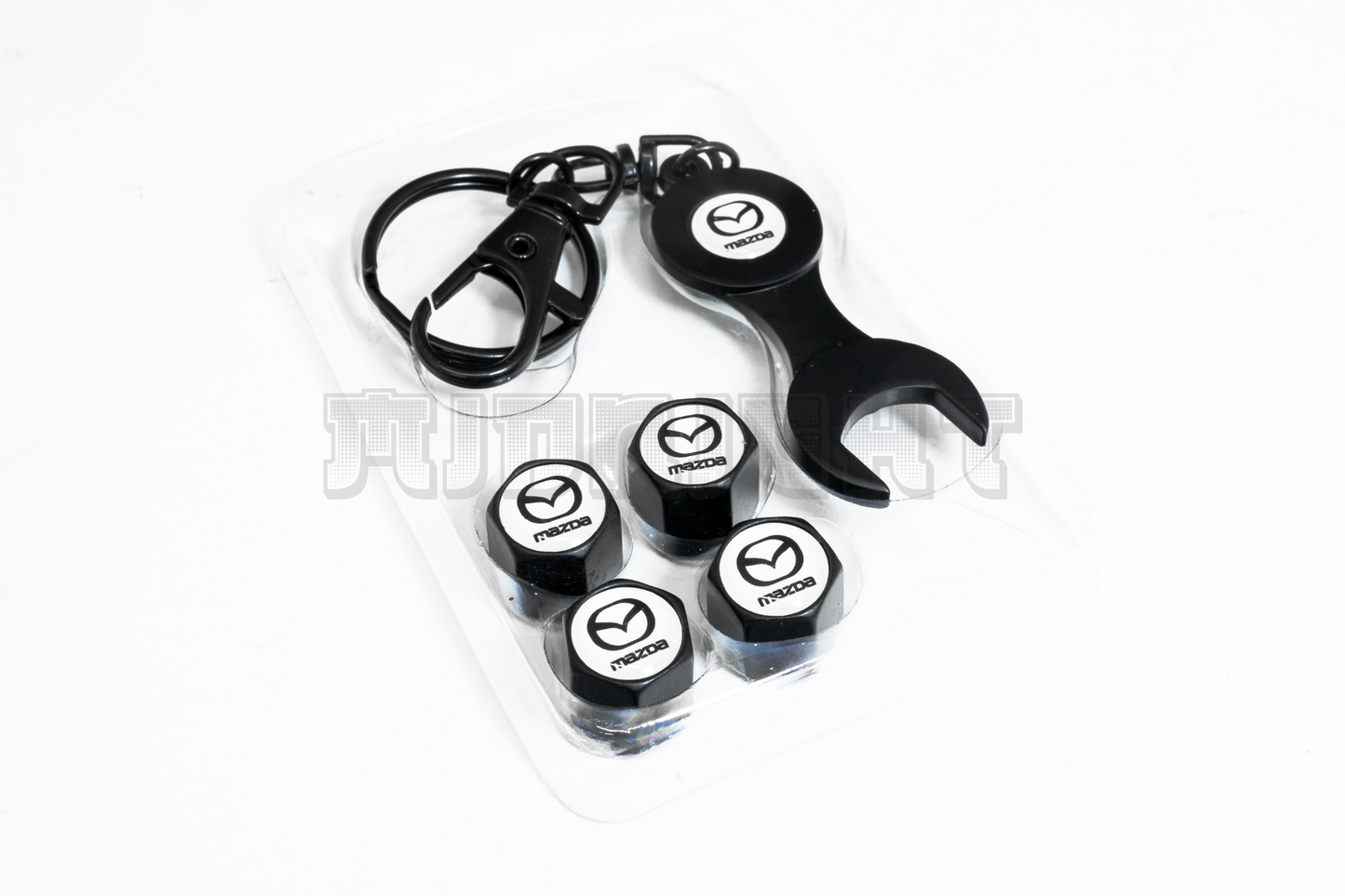 Mazda Valve Stem Caps With Wrench Keychain