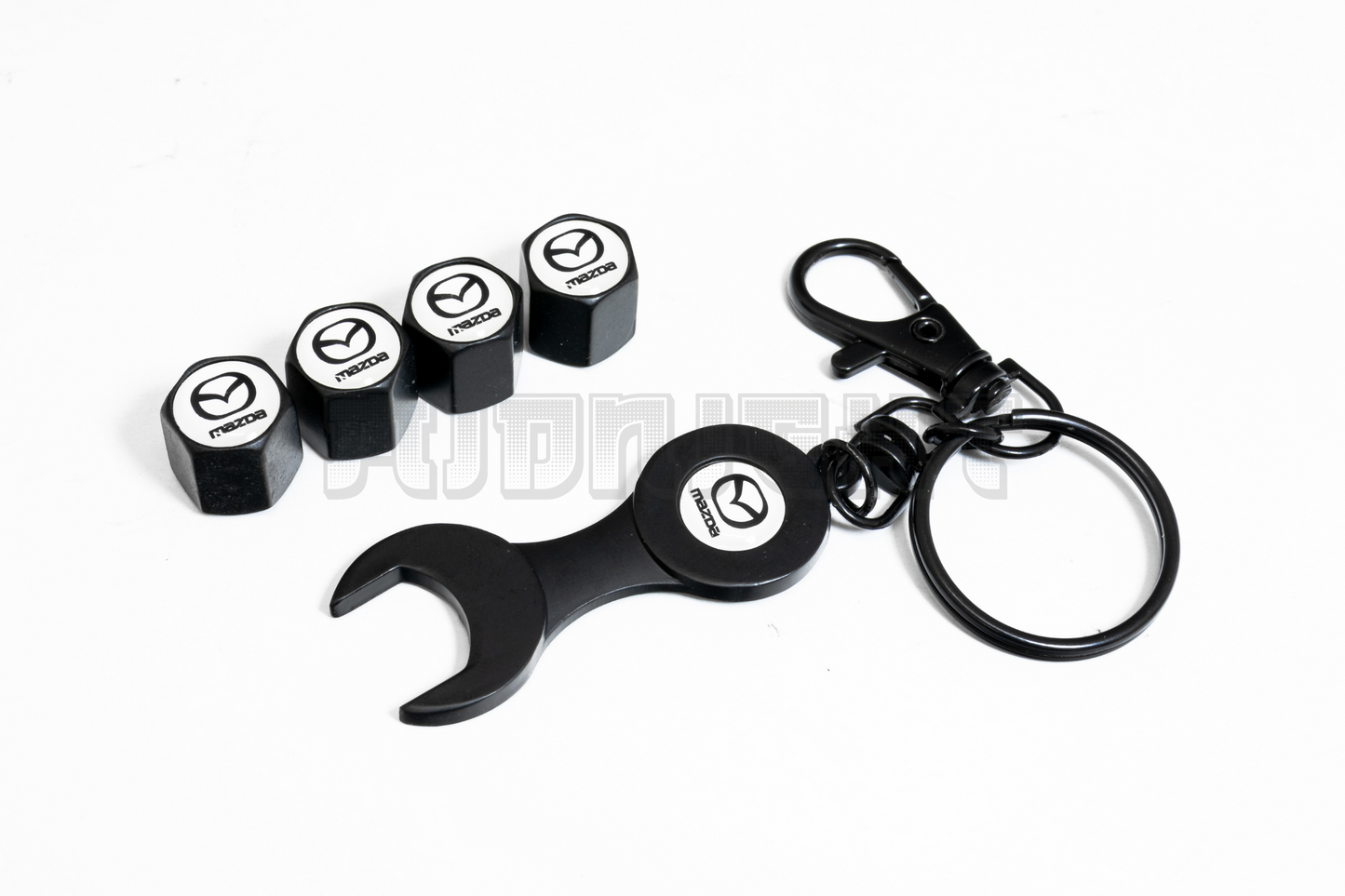 Mazda Valve Stem Caps With Wrench Keychain