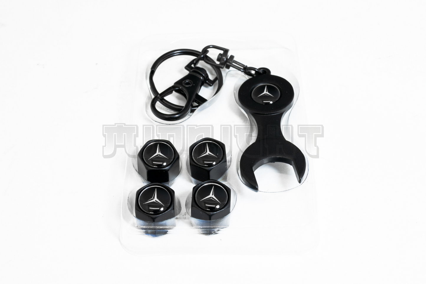 Mercedes Benz Valve Stem Caps With Wrench Keychain