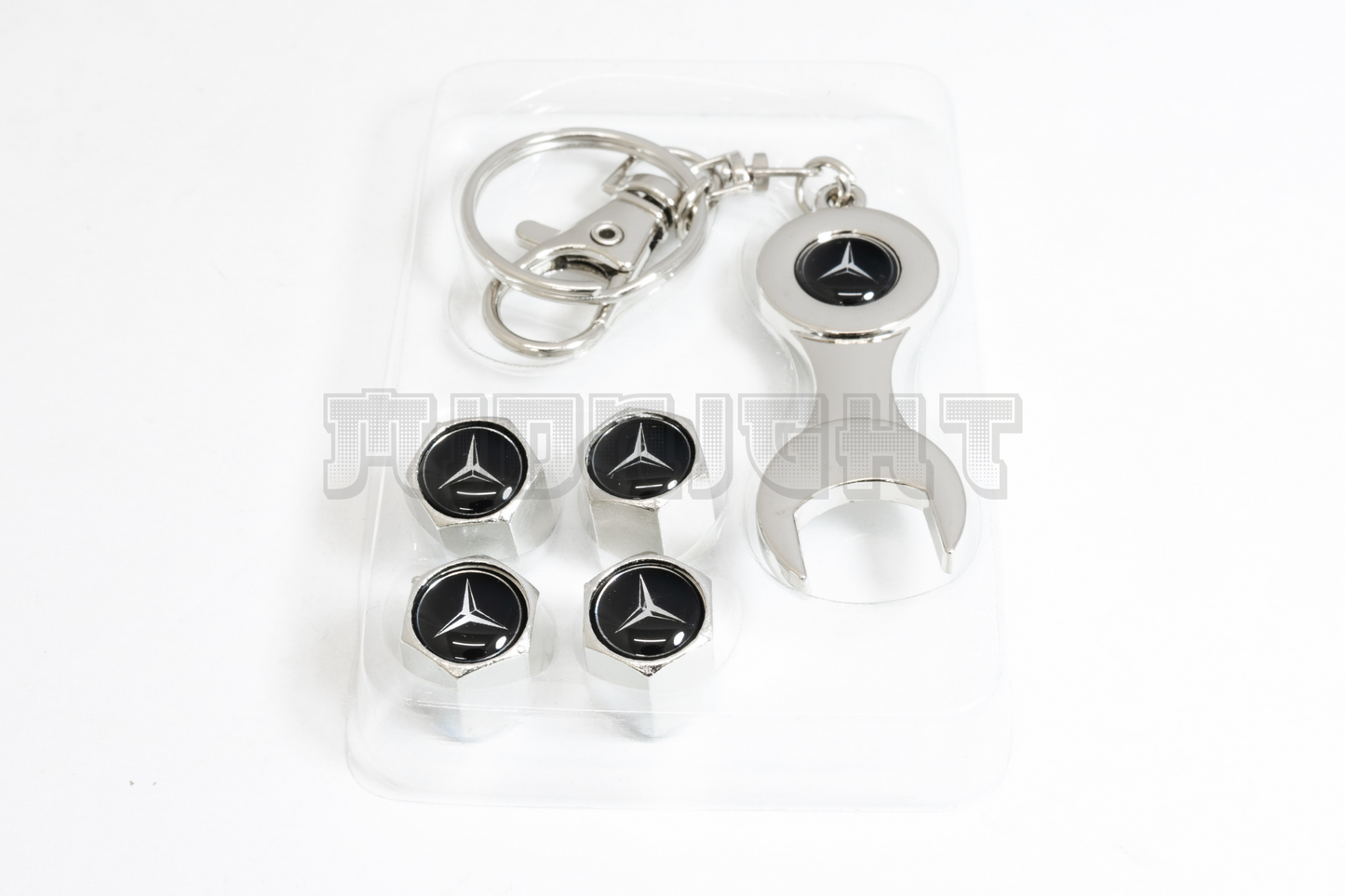 Mercedes Benz Valve Stem Caps With Wrench Keychain