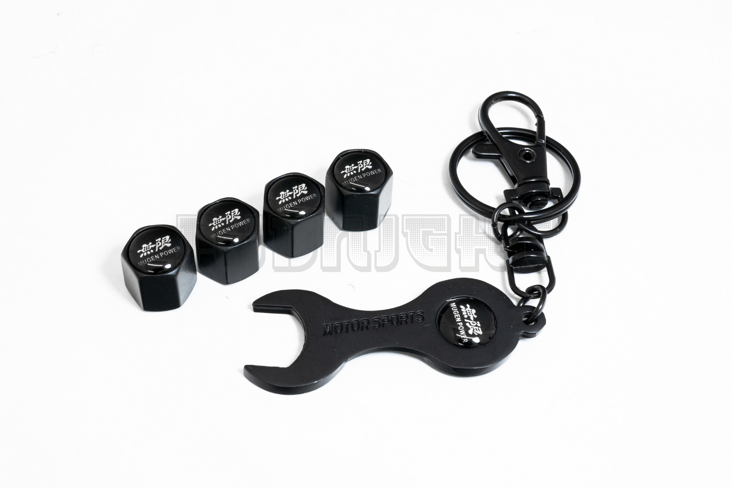 Mugen Power Valve Stem Caps With Wrench Keychain
