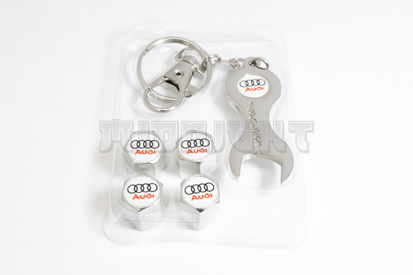 Audi Valve Stem Caps With Wrench Keychain