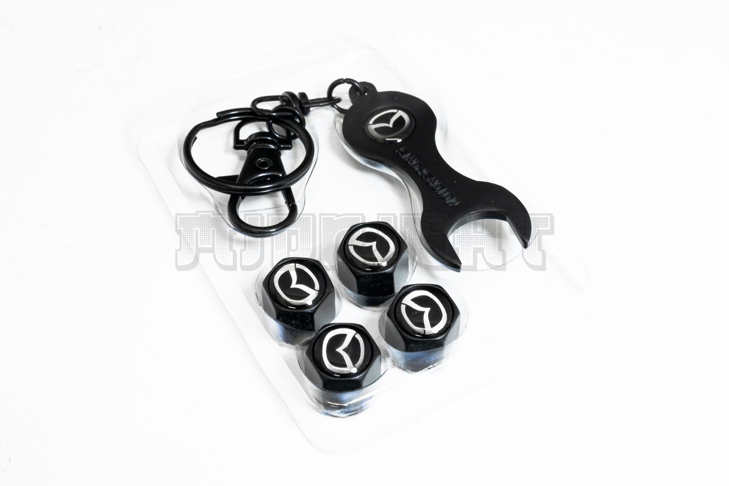 Mazda Valve Stem Caps With Wrench Keychain