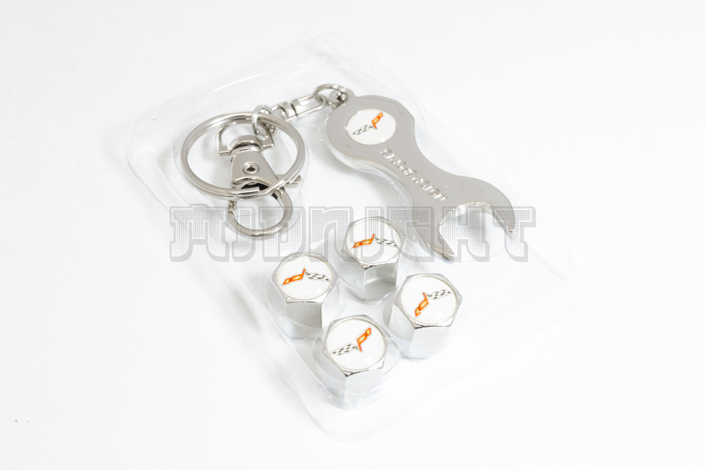 Chevrolet Corvette Valve Stem Caps With Wrench Keychain