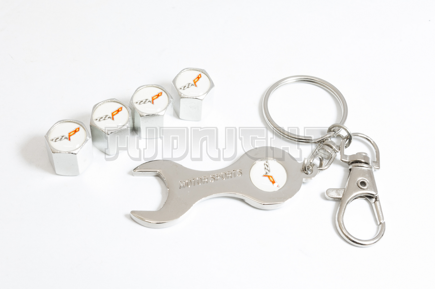 Chevrolet Corvette Valve Stem Caps With Wrench Keychain