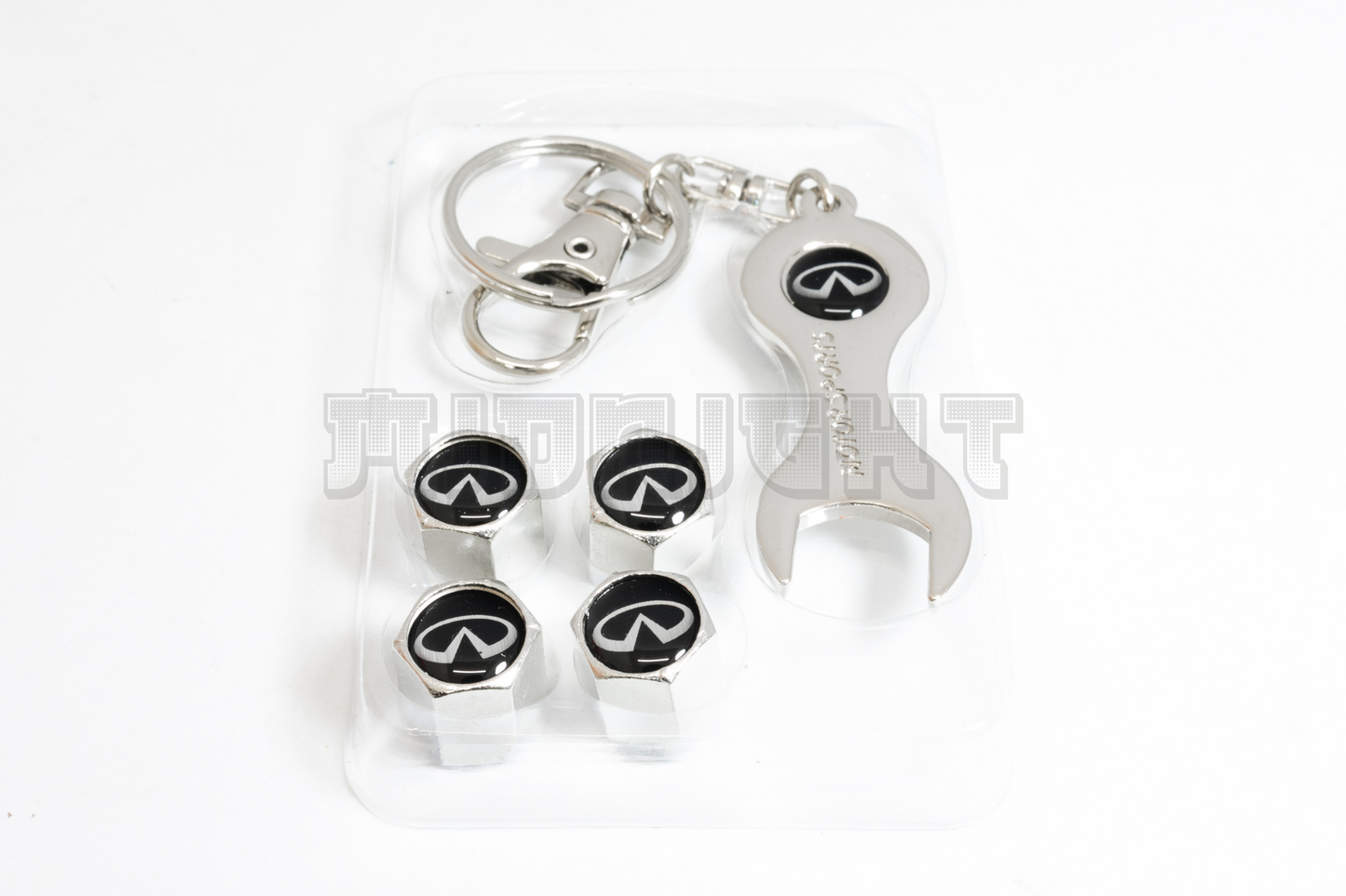 Infiniti Valve Stem Caps With Wrench Keychain