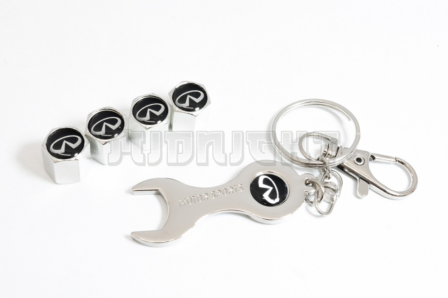 Infiniti Valve Stem Caps With Wrench Keychain