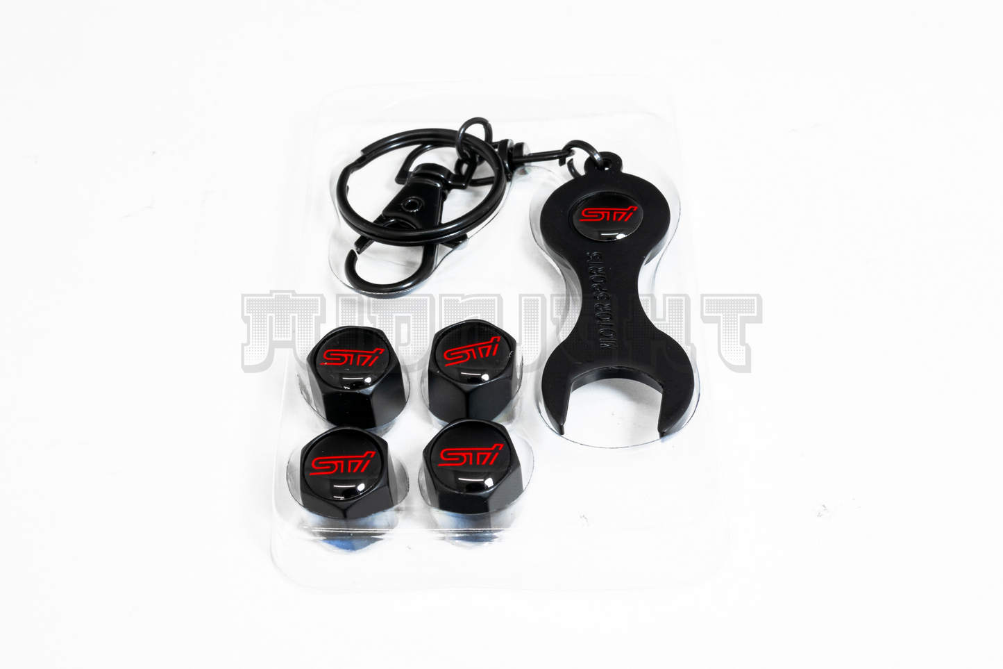 Subaru STI Valve Stem Caps With Wrench Keychain