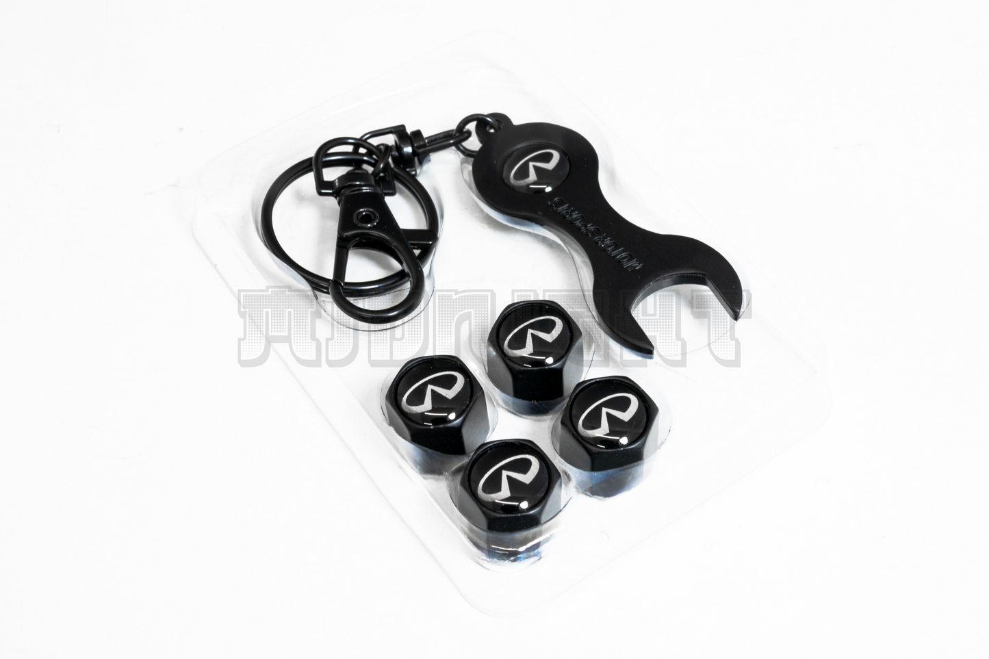 Infiniti Valve Stem Caps With Wrench Keychain